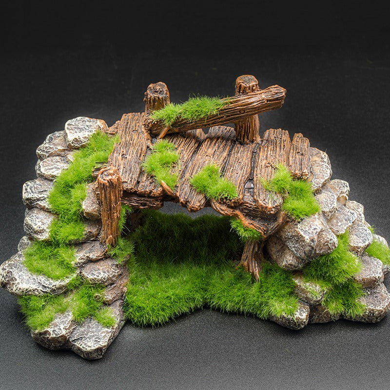 Flocking Resin Aquarium Ornament Realistic Landscape Stone Decoration for Fish Tanks