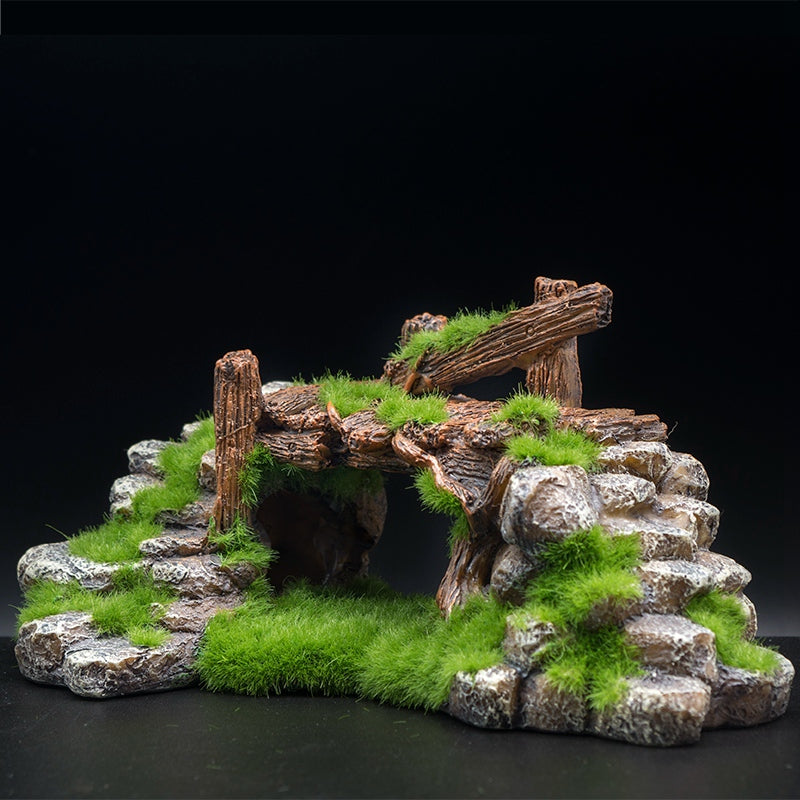 Flocking Resin Aquarium Ornament Realistic Landscape Stone Decoration for Fish Tanks