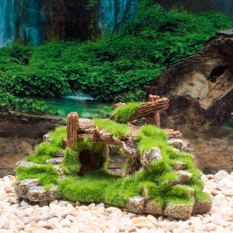 Flocking Resin Aquarium Ornament Realistic Landscape Stone Decoration for Fish Tanks