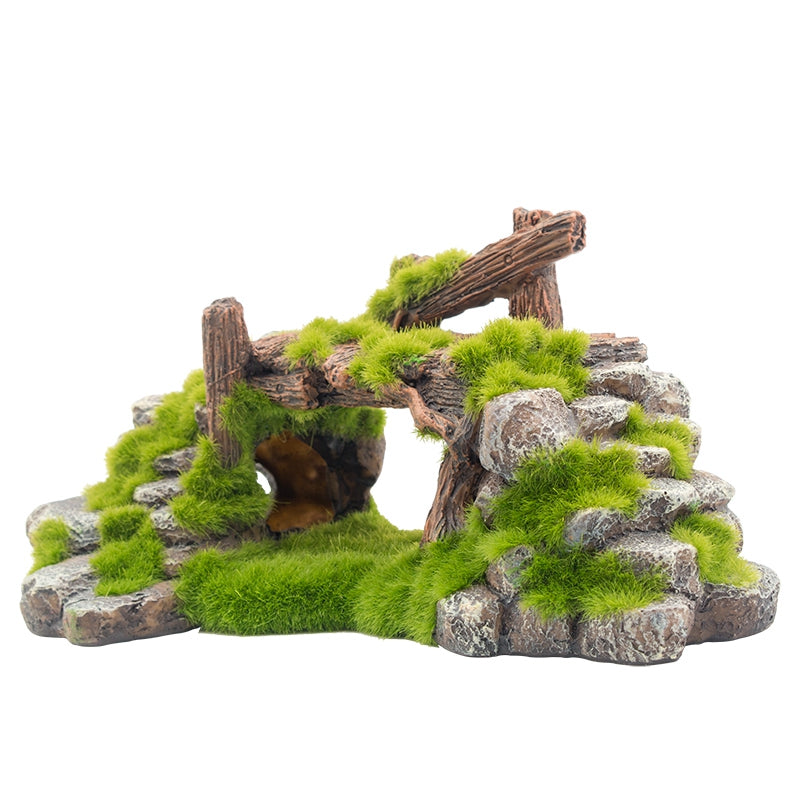 Flocking Resin Aquarium Ornament Realistic Landscape Stone Decoration for Fish Tanks