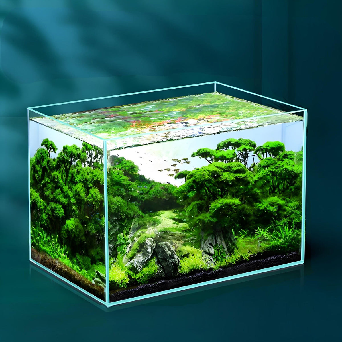 Ultra Clear White Glass Fish Tank Modern Desktop Aquarium for Home & Office Decor