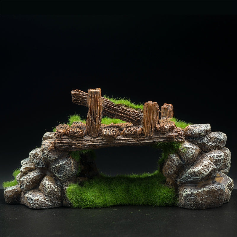 Flocking Resin Aquarium Ornament Realistic Landscape Stone Decoration for Fish Tanks
