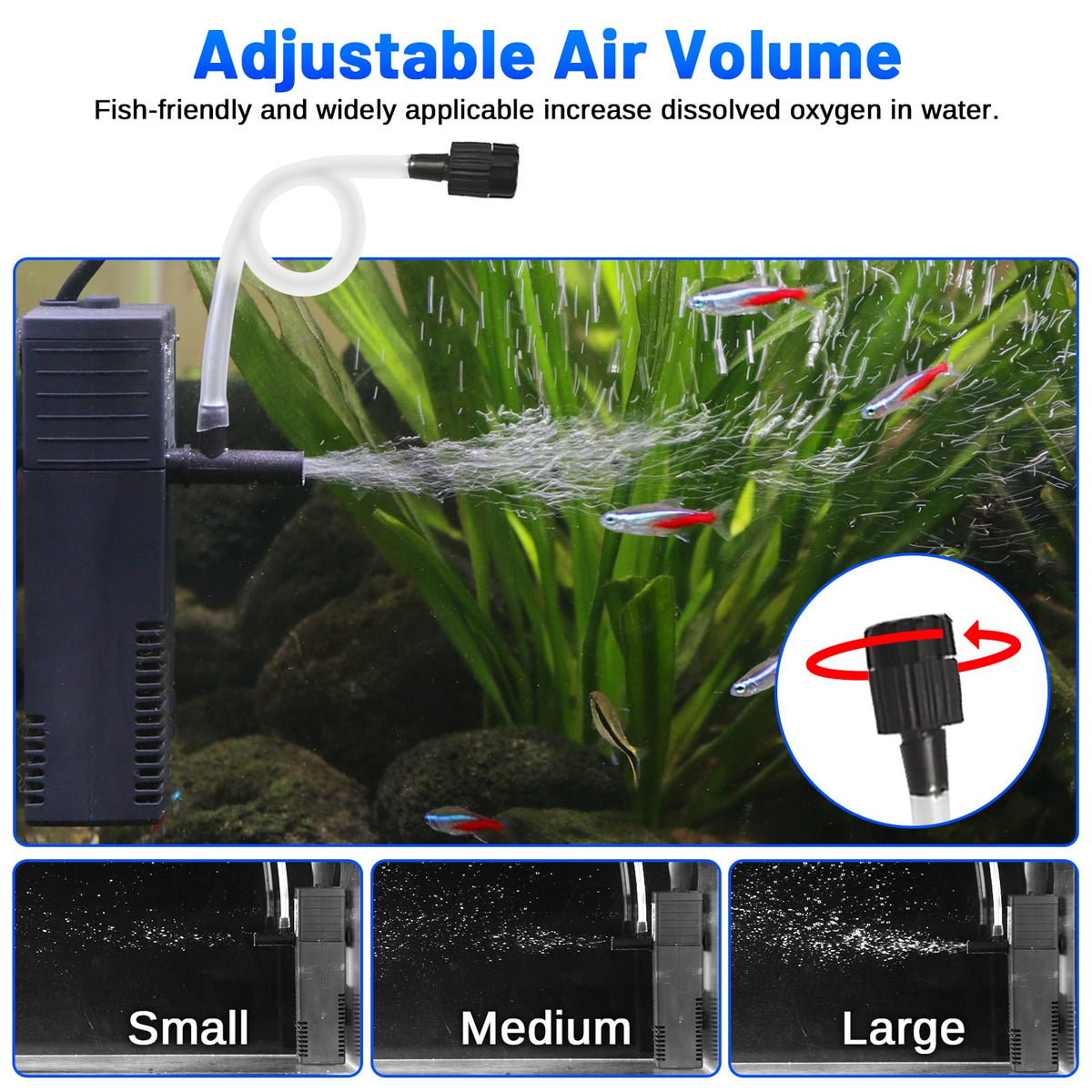 79 GPH Aquarium Filter Silent 4-in-1 Internal Filter for 2–15 Gallon Betta, Shrimp & Turtle Tanks