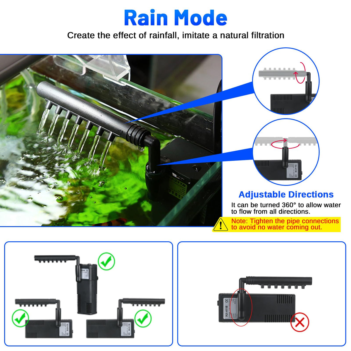 79 GPH Aquarium Filter Silent 4-in-1 Internal Filter for 2–15 Gallon Betta, Shrimp & Turtle Tanks