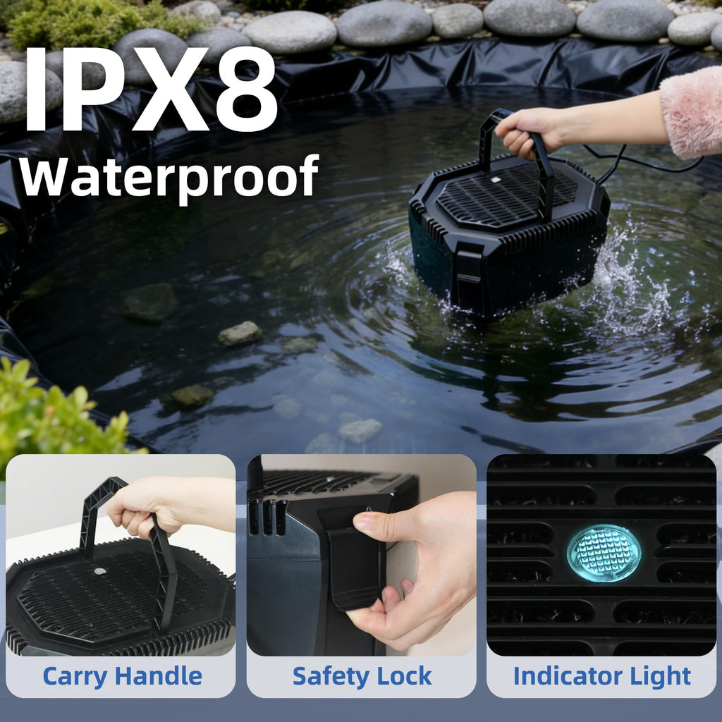 660 GPH Pond Filter Fountain Kit 18W UV Clarifier with 42W Pump for 1500 Gallon Koi Ponds