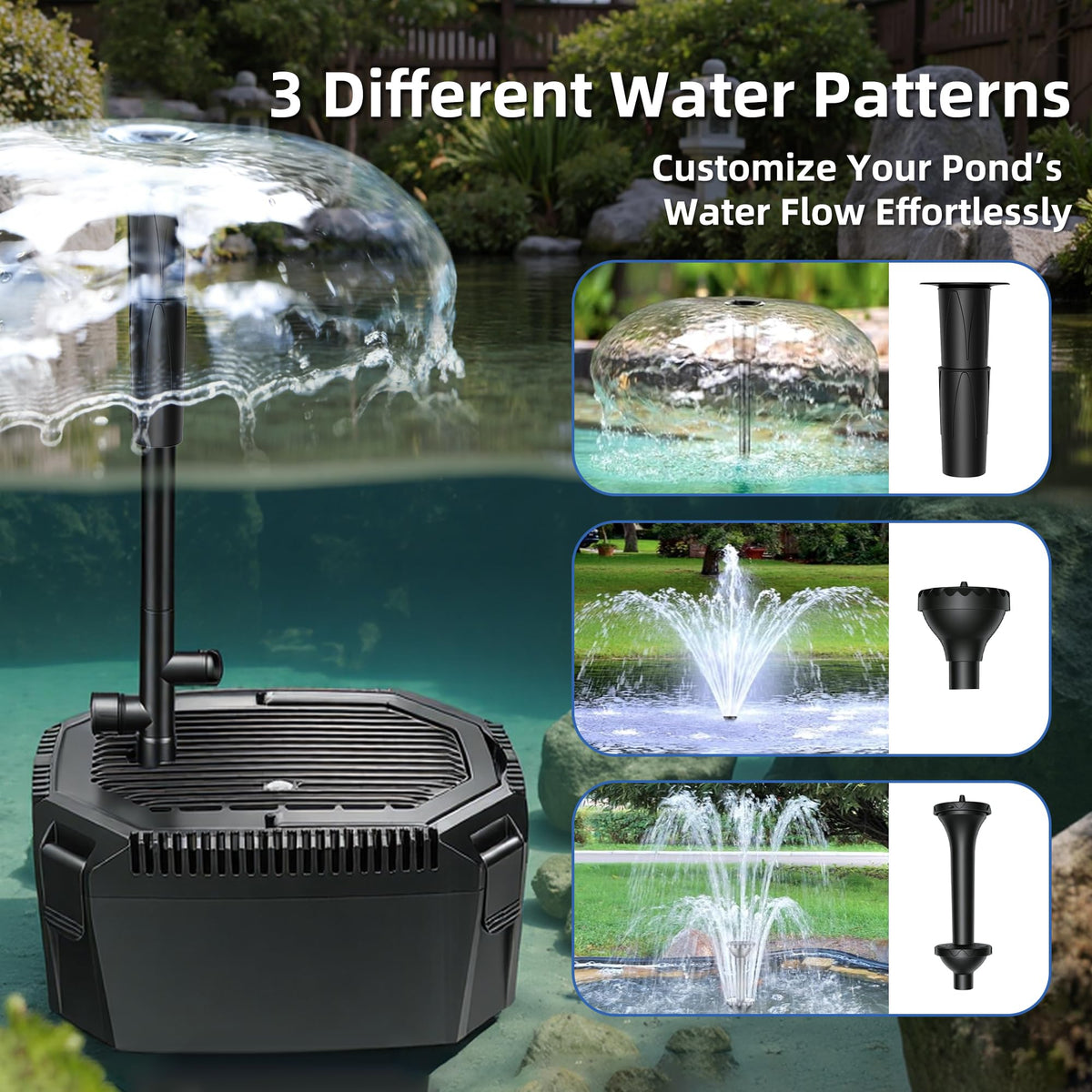660 GPH Pond Filter Fountain Kit 18W UV Clarifier with 42W Pump for 1500 Gallon Koi Ponds