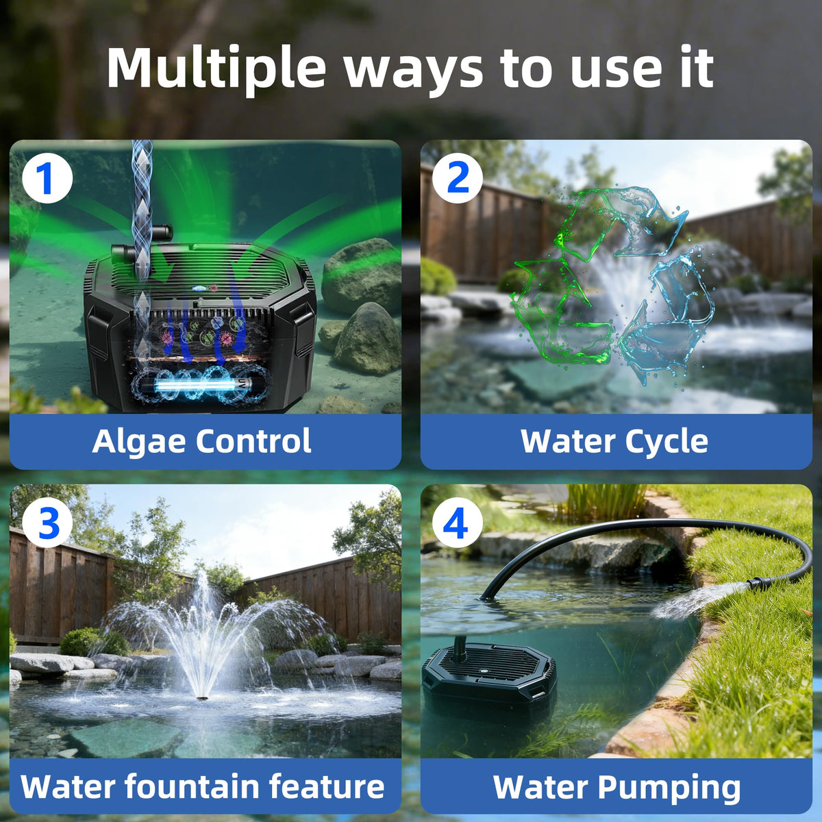 660 GPH Pond Filter Fountain Kit 18W UV Clarifier with 42W Pump for 1500 Gallon Koi Ponds