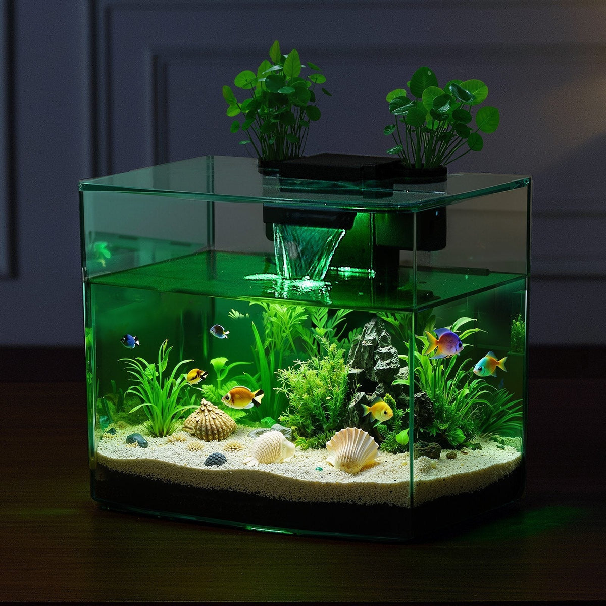 Smart Arch Gallon Aquarium Clear GPPS Fish Tank with LED Lighting & Self-Cleaning