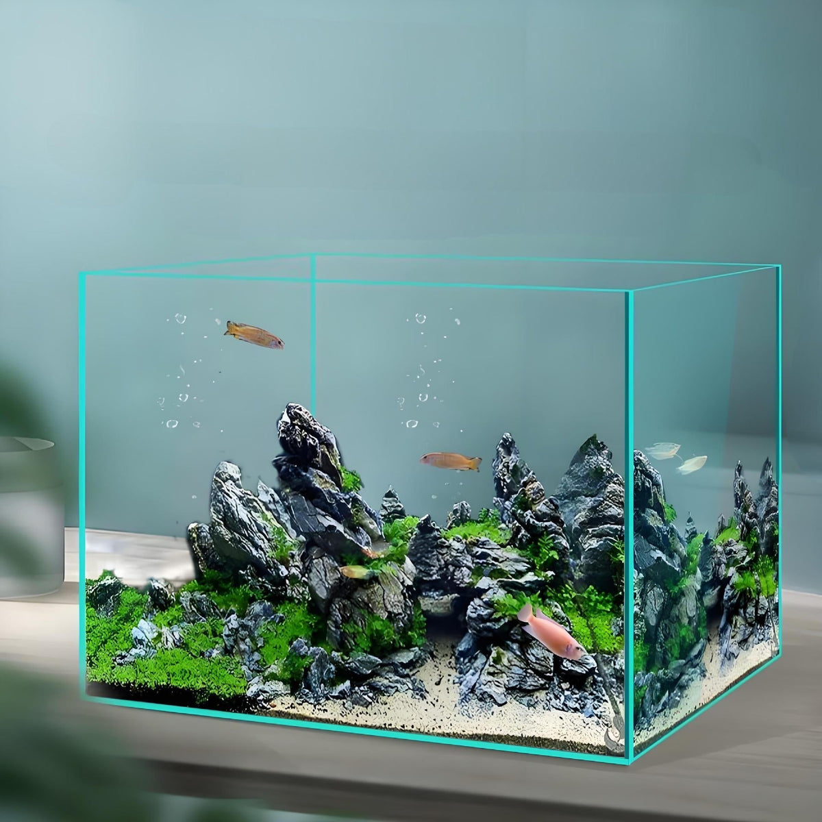 Ultra Clear White Glass Fish Tank Modern Desktop Aquarium for Home & Office Decor